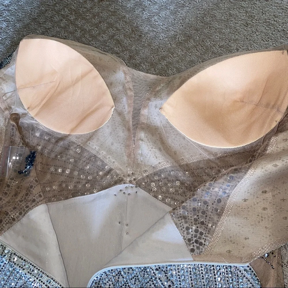 NEW Od Rica Silver Champagne Crystal Sparkling Rhinestone Wedding Evening Dress - Picture 7 of 16